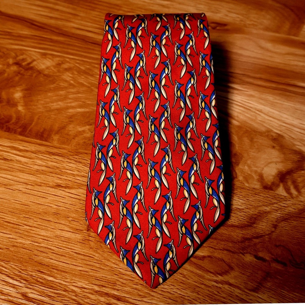 Salvatore Ferragamo Fox Print Italian Silk Tie Mens Red Quiet Luxury Designer